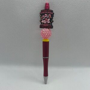 Handmade Silicone Focal Bead Fun Pink and Red Novelty Pen